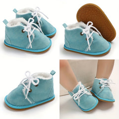 Soft Warm Fleece Lace Up Shoes for Baby Girls
