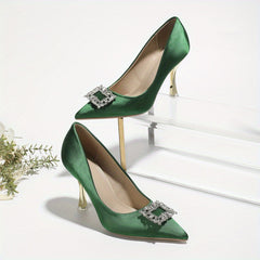 Purple Rhinestone Stiletto Heels Point Toe Party Pumps
