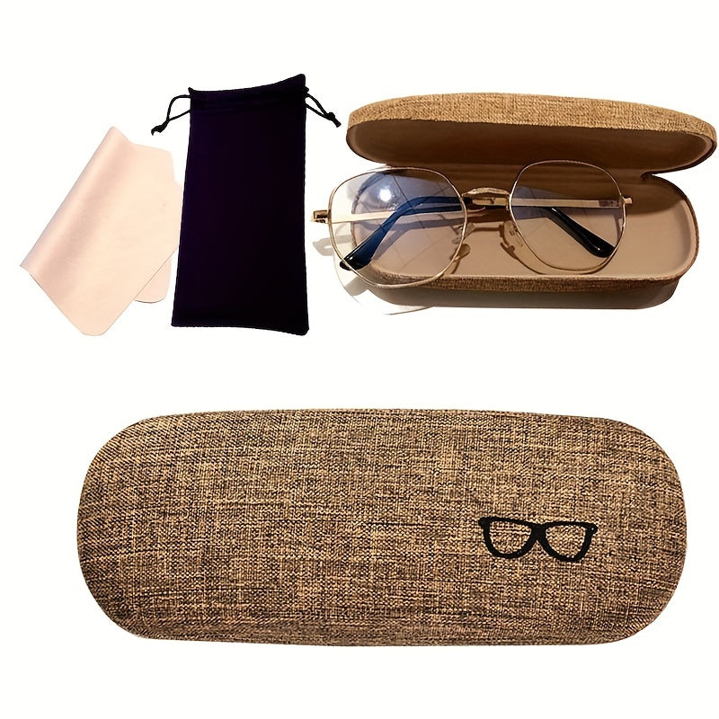 Linen Fabric Eyeglasses Case Hard Shell Protective Glasses Case