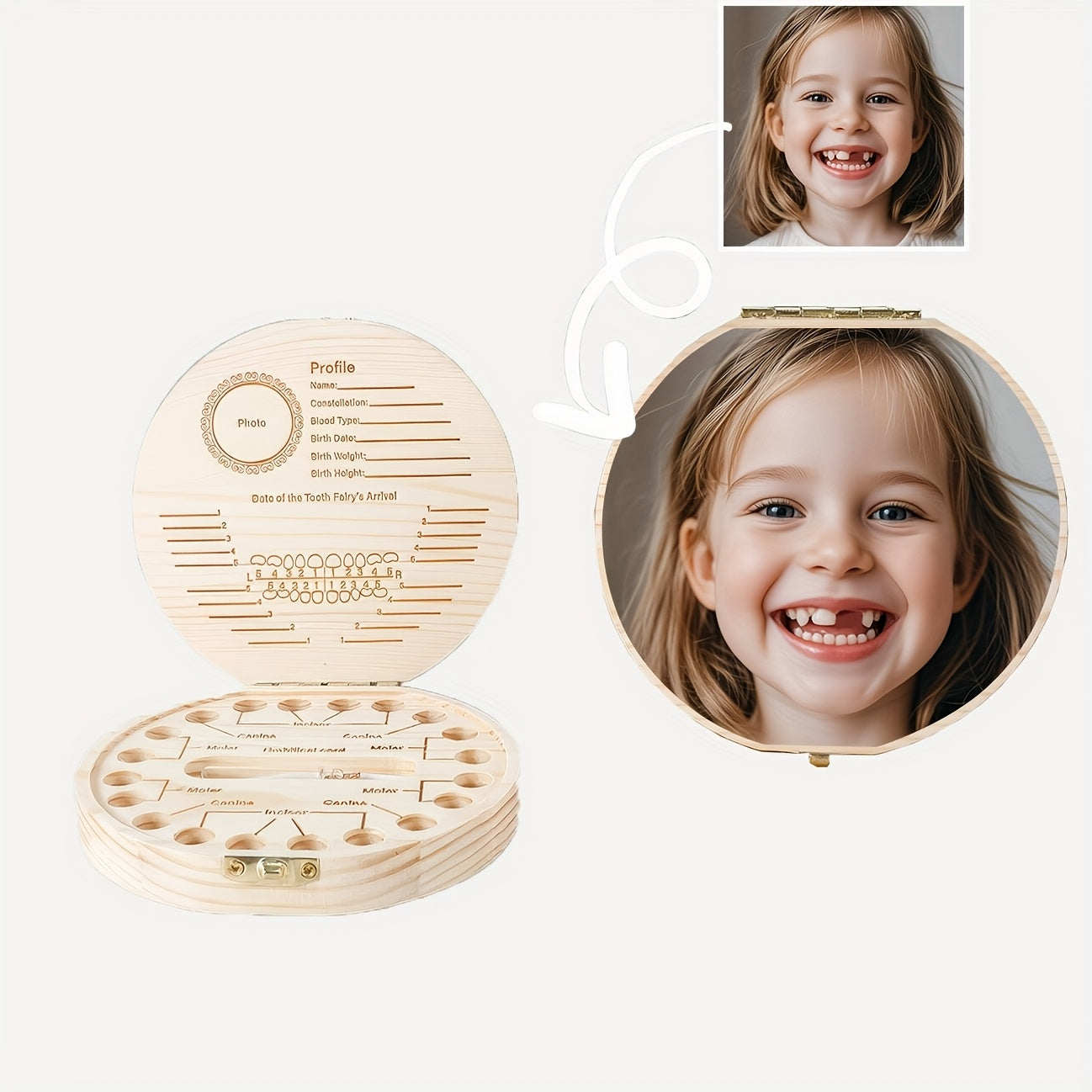 Personalized Photo Tooth Box with Tweezers - Perfect for Birthdays