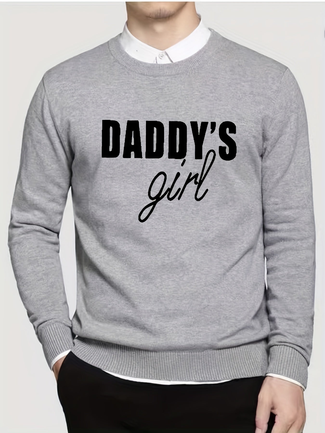Daddy's Girl Knitted Sweater Men's Warm Pullover for Fall Winter