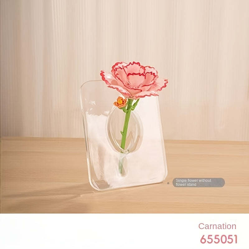 DIY Building Blocks Rose Flower Desktop Decoration ABS Material