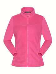 Women's Outdoor Fleece Jacket Zip-front Sports Snow Coat