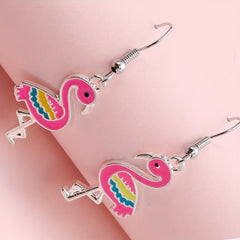 Cartoon Flamingo Earrings Holiday Party Girls Accessories