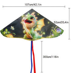 Cartoon Patterned Triangular Kite with 50M Line for Outdoor Fun