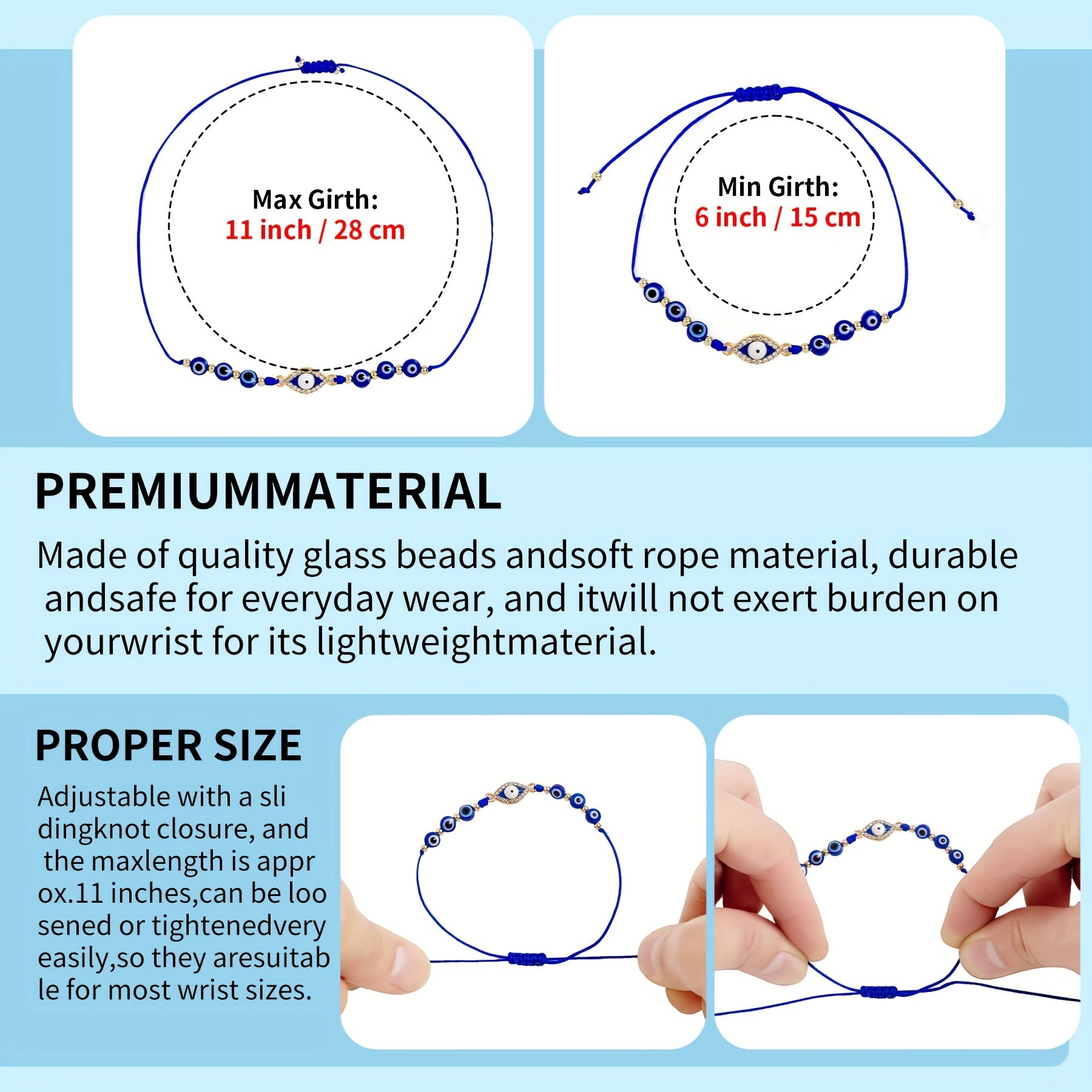 12pcs Evil Eye Beaded String Bracelets Red String Evil Eye Bracelet