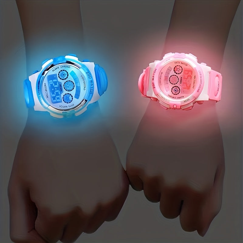 Kids Electronic Night Glow Wrist Watch Colorful Digital