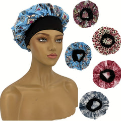 Colorful Print Satin Bonnet Elastic Hair Bonnet