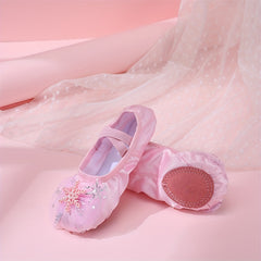 Soft Bottom Ballet Dancing Shoes for Girls with Snow Flask Decor