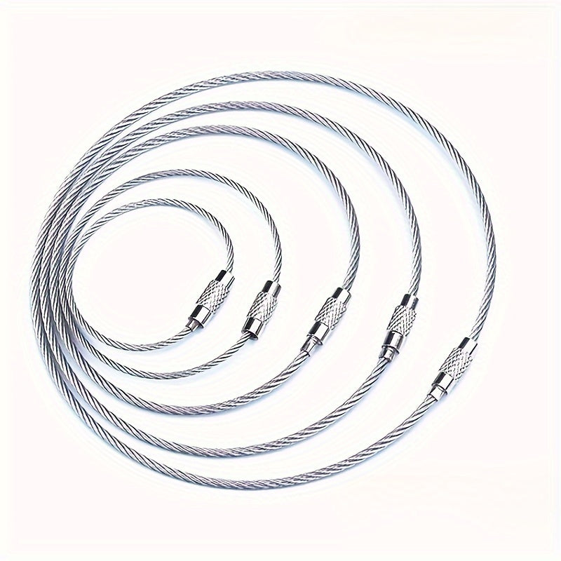 20pcs Stainless Steel Wire Keychain for Camping and Luggage