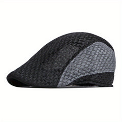 Men's Mesh Breathable Newsboy Hat Peaked Cap Retro Beret Literary Painter Hat