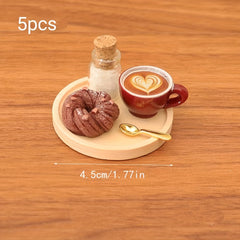 Dollhouse Pastry Coffee Tray Set for OB11 - 5pcs Props & Backdrop