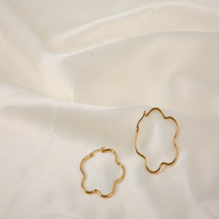 Y2K Plum Hoop Earrings, 18K Gold Plated, Daily Wear for Girls