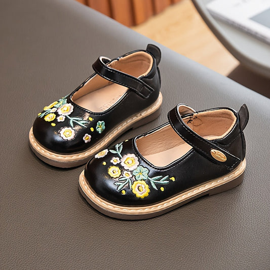 Flower Embroidered Low Top Oxford Shoes for Baby Girls