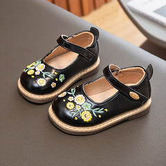 Flower Embroidered Low Top Oxford Shoes for Baby Girls