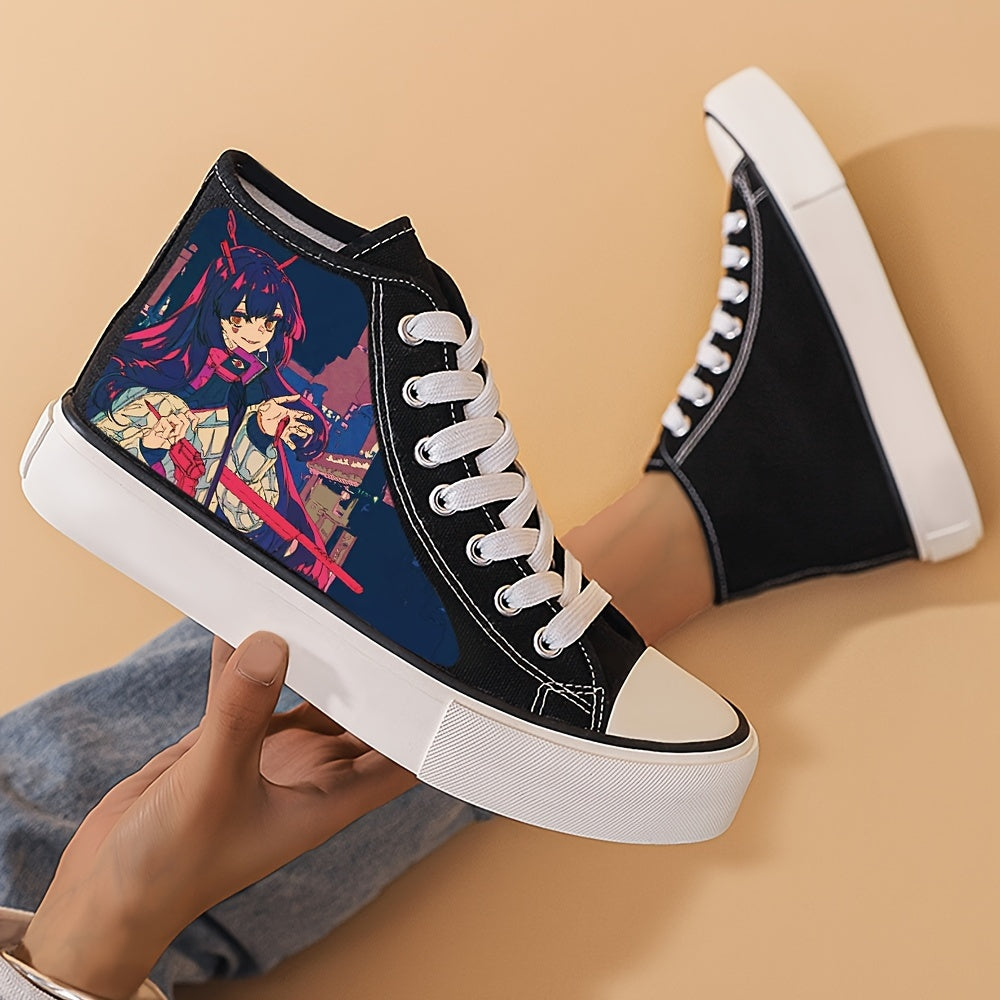 Anime Pattern High Top Skate Shoes for Girls