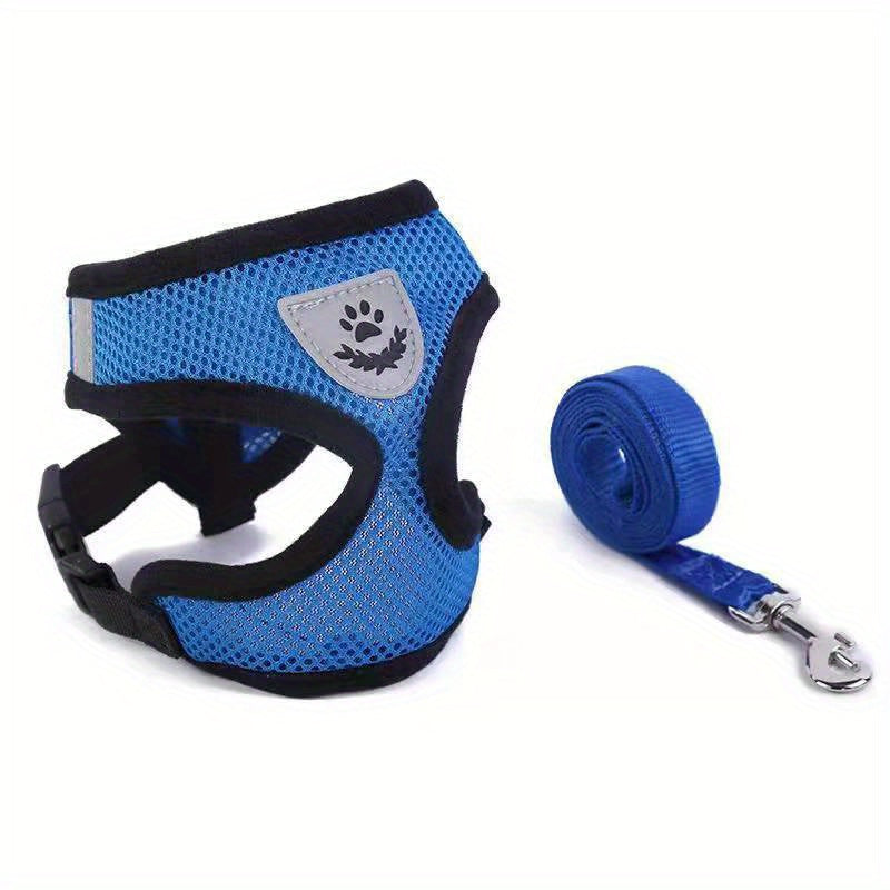 Adjustable Mesh Cat Harness Vest with Leash Set for Small to Medium Pets
