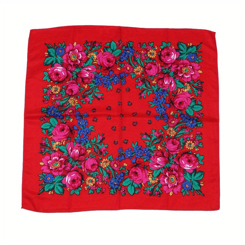 Boho Flower Print Bandana Square Scarf Vintage Hijab Turban Neckerchief