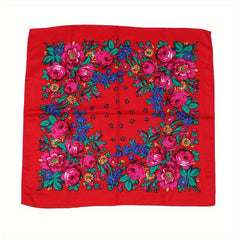 Boho Flower Print Bandana Square Scarf Vintage Hijab Turban Neckerchief