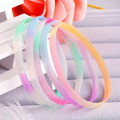 10pcs Silicone Bracelet Candy Letter Print Wristband Random Sports Rubber