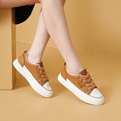 Women's Letter Pattern Lace-up Skate Shoes Soft Sole Athletic Sneakers