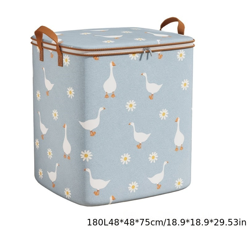 Daisy & Goose Pattern Storage Box Lightweight Zipper Organizer