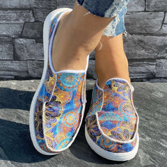 Geometric Pattern Slip On Shoes - Women's Lightweight Comfortable