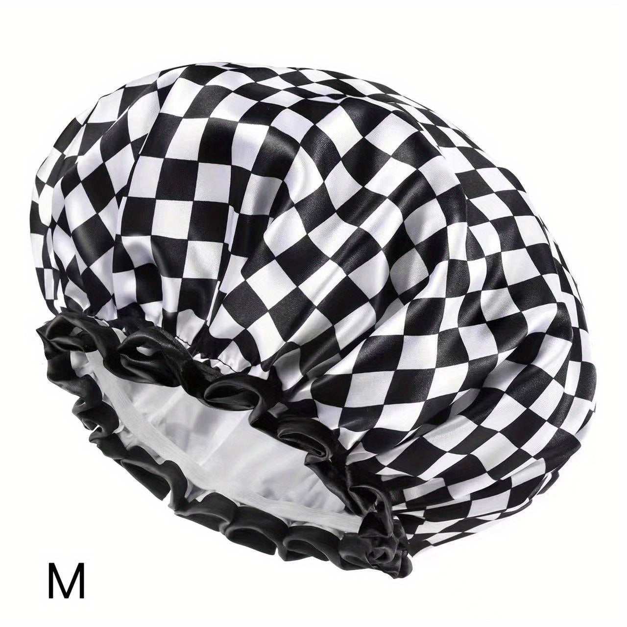 Checkerboard Pattern Hair Drying Cap Waterproof Shower Cap