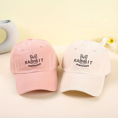 Rabbit Embroidery Baseball Cap Cartoon Solid Casual Sun Hat Adjustable Dad Hats