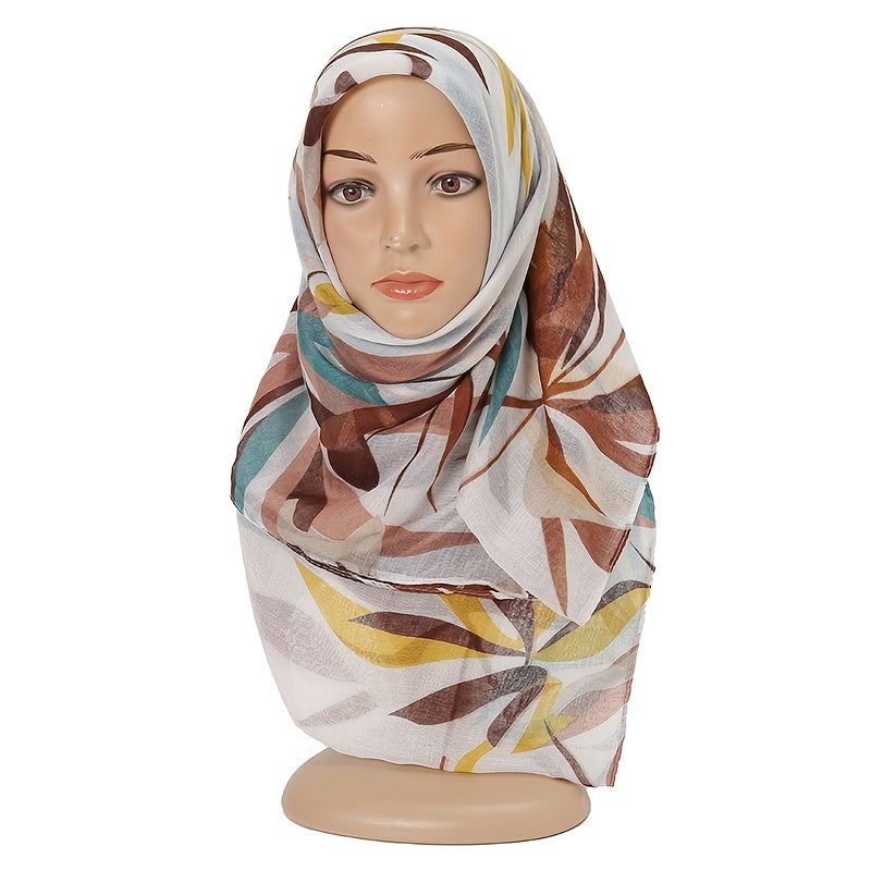 Leaf Plant Print Shawl Lightweight Casual Warm Scarf