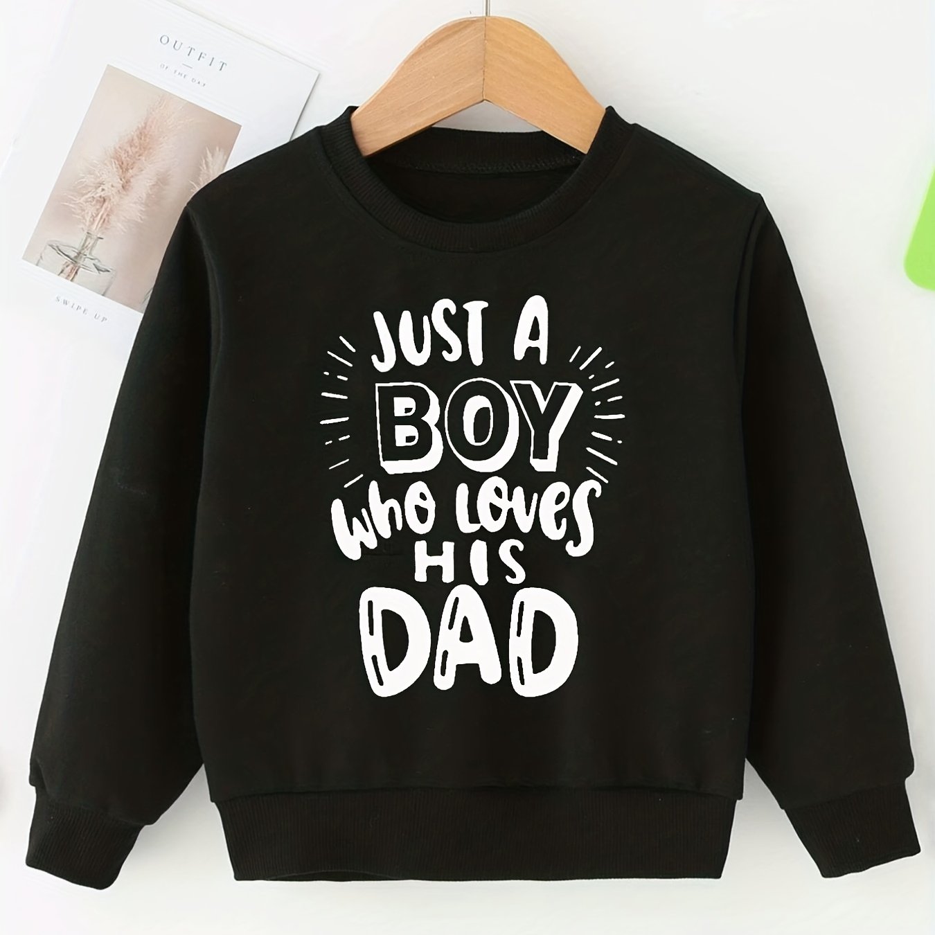 KID'S DAD LOVE Letter Print Crew Neck Sweatshirt