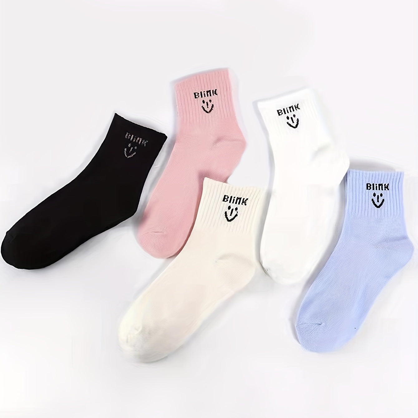 5 Pairs Letter Print Mid Tube Socks Women's Stockings