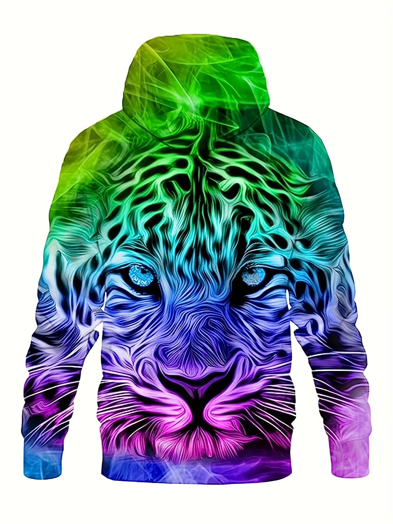 Lion 3D Print Gradient Hoodie Men's Graphic Pullover Kangaroo Pocket