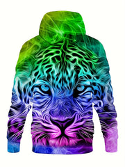 Lion 3D Print Gradient Hoodie Men's Graphic Pullover Kangaroo Pocket