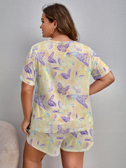 Tie Dye Butterfly Print Pajama Set