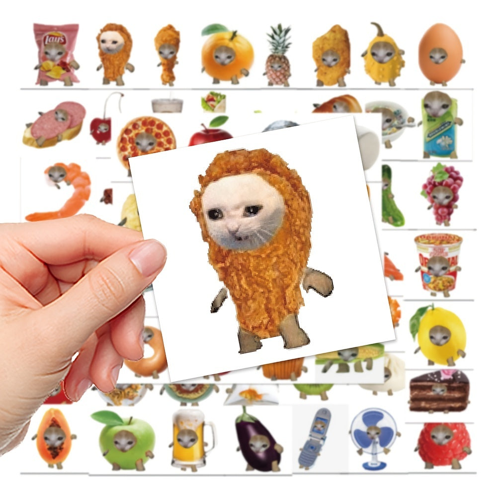 Funny Food Cat Head Stickers Waterproof Stickers
