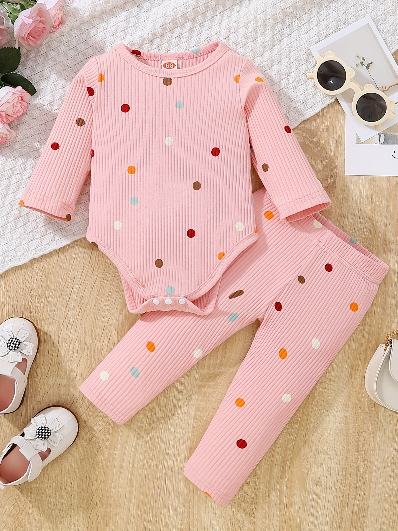 Polka Dot Romper & Pants Set for Newborn Girls