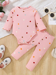 Polka Dot Romper & Pants Set for Newborn Girls
