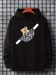 Men's Teddy Bear Print Hoodie & Crossbody Bag