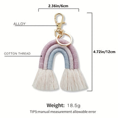 Boho Rainbow Keychain Wrist Lanyard for Girls Macrame Keychain