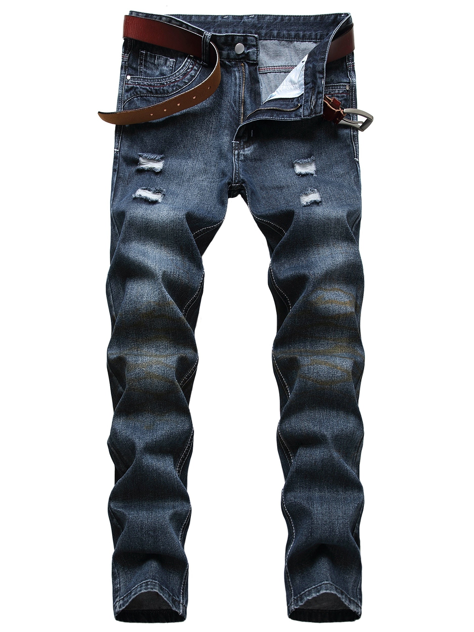 Men's Vintage Washed Slim Straight Denim Pants