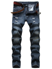 Men's Vintage Washed Slim Straight Denim Pants
