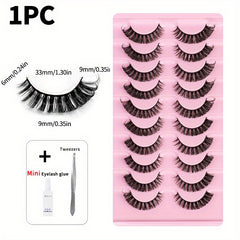 1pc DD Curling Volume False Eyelashes With Mini Glue And Tweesers