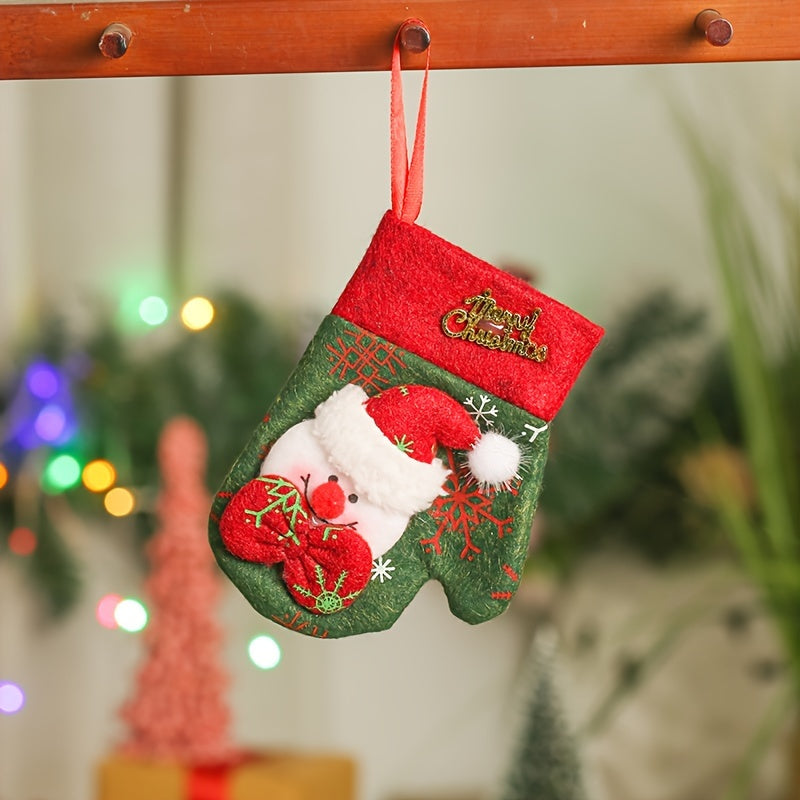Small Non-woven Christmas Glove Ornament Candy Bag