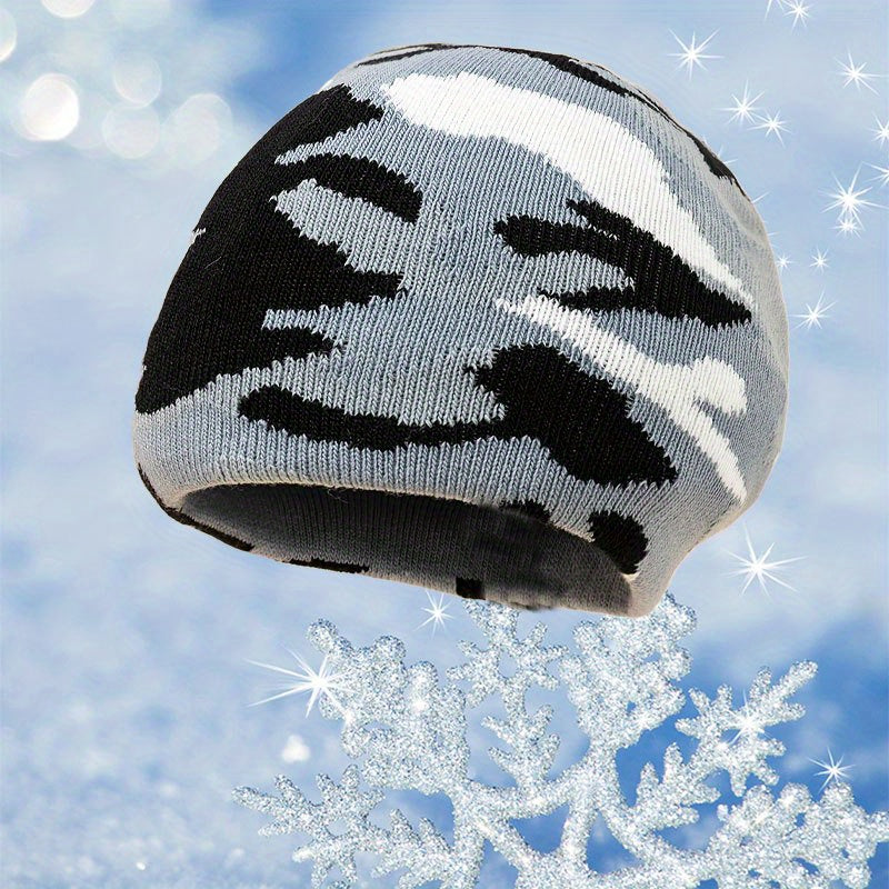 Neutral Camouflage Knitted Hat For Children