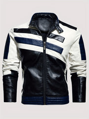 Men's Vintage Striped Cycling Jacket with Zipper Pocket