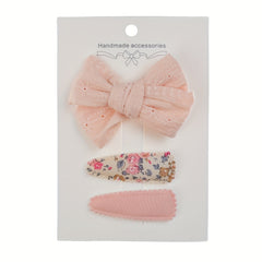 3pcs Baby Girls Bow Flower Hair Clips Set