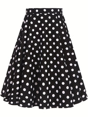 Polka Dot A-line Swing Skirt