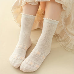 5Pairs Kids Summer Thin Mesh Breathable Lace Up Boat Socks