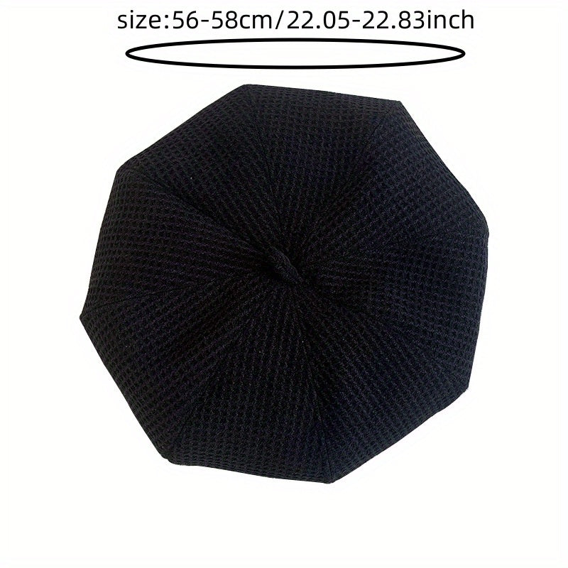 Embossed Beret Solid Vintage Painter Cap Octagonal Hat For Women